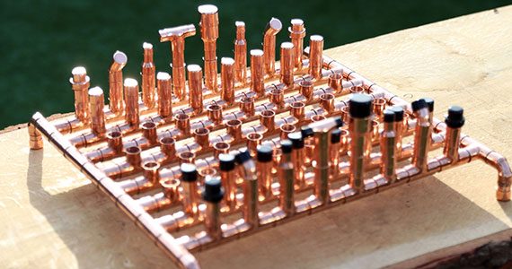 Copper chess set