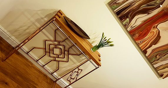 Copper and oak table